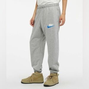 Nike Jogger Pants track NWT SIZE L Heather gray embroidery logo white blue